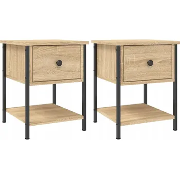 Noční stolek Noční stolky z materiálu na bázi dřeva, Dub Sonoma, 34x35,5x45 cm