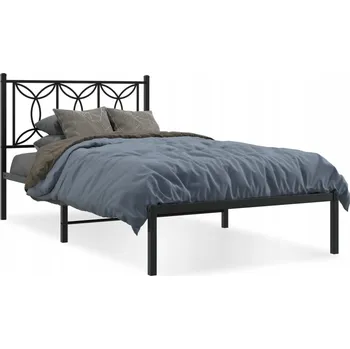 Postel Černý rám postele z oceli 207 x 112 x 90 cm s úložným prostorem