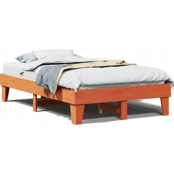 Postel Rám postele z borovicového dřeva, voskovaný hnědý, 203,5 x 123,5 x 36 cm