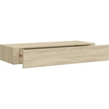 police Závěsná police s zásuvkou, dub, MDF a kov, 60x23,5x10 cm