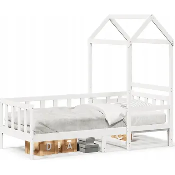 Postel Bílé lehátko s baldachýnem z masivního borovicového dřeva 203,5 x 85,5 x 66 cm