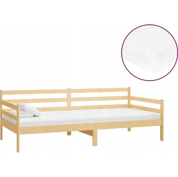 Postel Denní postel z masivního borovicového dřeva s matrací, 204x98x70 cm, bílá