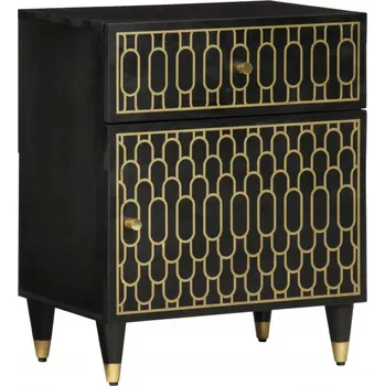 Noční stolek Elegantní Noční Stolek z masivního mangového dřeva, černá, 50 x 33 x 60 cm