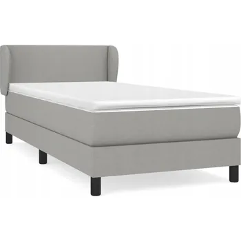 Postel Kontinentální postel světle šedá s matrací 203 x 83 x 78/88 cm