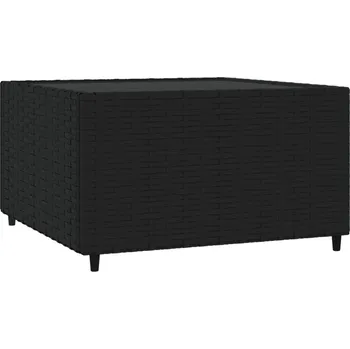 Konferenční stolek Kulatý zahradní konferenční stolek z PE ratanu, černý, 50x50x30 cm