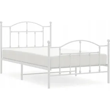 Postel Bílý kovový rám postele 196x105x97 cm s čelem a prostorem pro úložný prostor