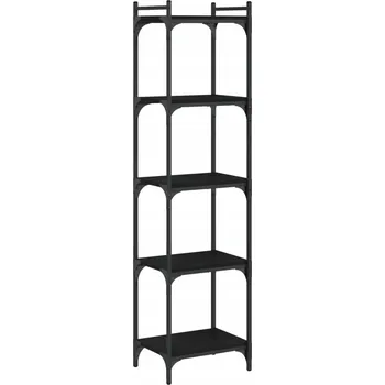 Knihovna Regál na knihy s kovovým rámem a nastavitelnými nožičkami, černý, 40x30x154 cm