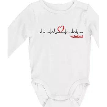 Kojenecký body Moje srdce bije pro Volejbal - Body kojenecké s dlouhým rukávem - Dlouhý r. do 3 měs ( Bílá )
