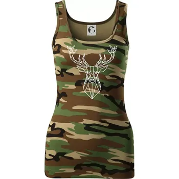 Dámské tričko Geometrie - jelen - Dámské Maskáčové tílko - S ( Hnědý maskáč )