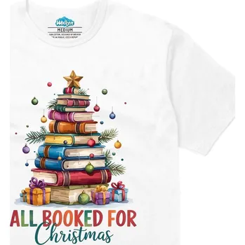 Pánské tričko Pánské tričko Vánoce s Knihami All Booked for Christmas (Velikost: XL, Barva: Bílá)