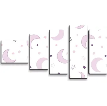 Obraz Sablio Obraz - 5-dílný Fialové měsíčky - 100x60 cm