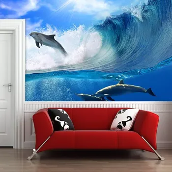Tapeta Sablio Tapeta Delfíni ve vlnách - 125x75 cm