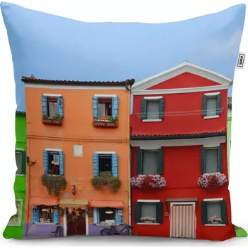 Polštář Sablio Polštář Domky - 50x50 cm