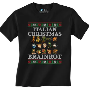 Chlapecké tričko Dětské tričko Vánoční Italský Brainrot Italian Christmas Brainrot (Velikost: 12-13, Barva: Černá)