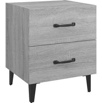 Noční stolek Industriální Noční stolek, šedý dub sonoma, 40x35x47,5 cm, kov/dřevo