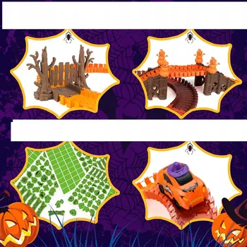 autíčko SVÍTÍCÍ ZÁVODNÍ DRÁHA HRAČKA PRO DĚTI HALLOWEEN DÝŇOVÉ AUTO