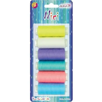 Nit Polyesterové nitě pro ruční šití, vícebarevné, 6 ks