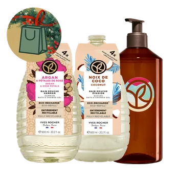 Kosmetická sada Sada sprchových gelů Argan & bio růže z Maroka a Kokos Bain de Nature od Yves Rocher