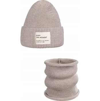 Čepice Sada: čepice a nákrčník – 100% merino vlna “BRIGID NEW” – BÉŽOVÁ