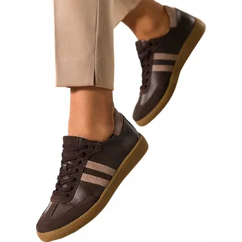 Dámské tenisky Dámské SNEAKERS boty Čokoládové barvy KOŽENÉ Sportovní POHODLNÉ Šněrovací vel. 40