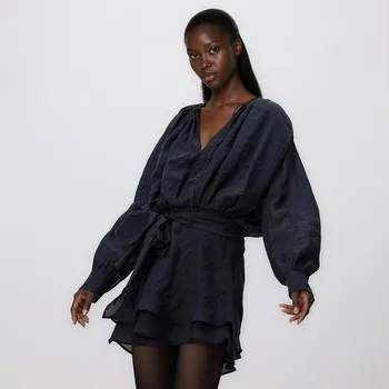 Dámské šaty Reserved - Mini šaty s lyocellem - černý - 452IM-99X - 452IM-99X-XS