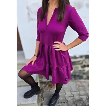 Dámské šaty Kulišárny Dámské teplákové BOHO šaty MAGENTA VELIKOST: 44-46, DÉLKA RUKÁVU: DLOUHÝ RUKÁV