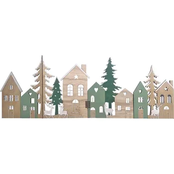 Vánoce ANDĚL Dřevěné leporelo městečko na postavení 58 x 21 x 0,5 cm