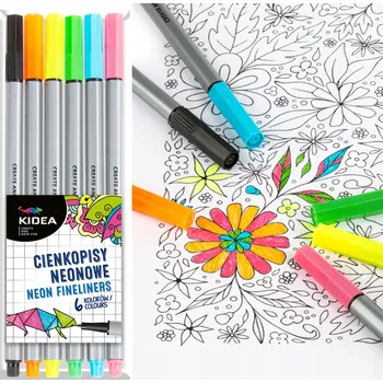 Neonové tenké fixy 6 barev s precizním hrotem pro kreslení a poznámky Kidea