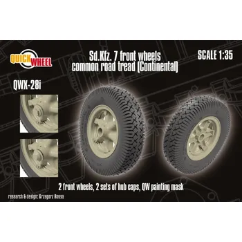 Plastikový model Quickwheel 1/35 Sd.Kfz. 7 - Front Wheels Common Road Tread (Continental) + mask