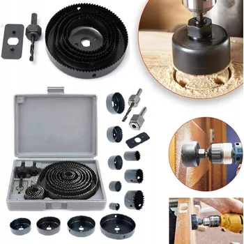 Vrták SADA KORUNOVÝCH VRTÁKŮ 16 kusů 19-127 mm KORUNKOVÝ VRTÁK NA DŘEVO FRÉZY KORUNOVÉ VRTÁKY