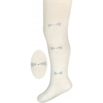 Kojenecké oblečení Dívčí bavlněné Punčocháče , ecru, mašle, Milusie, vel. 68/74