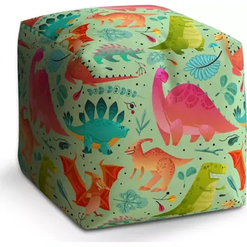 Taburet Sablio Taburet Cube Dinosauři v trávě: 40x40x40 cm