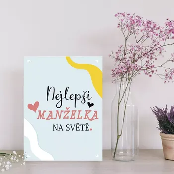 Plechová cedule Sablio Dárková cedulka Nejlepší manželka na světě: 30x40 cm