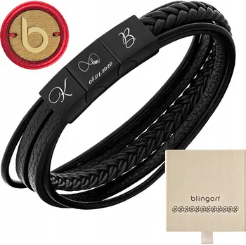 Náramek Pánský kožený náramek Blingart 316L