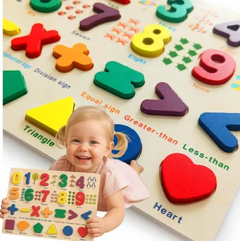 Dřevěná hračka Puzzle s čísly, učení počítání, dřevěné, angličtina