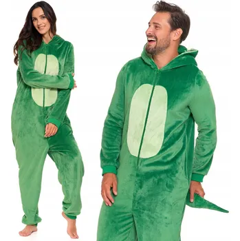 Karnevalový kostým JEDNODÍLNÝ KOSTÝM MORAJ ONESIE UNISEX DINOSAURUS S KAPUCÍ ZELENÝ S