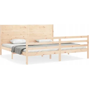 Postel Dřevěná borovicová postel s čelem 205,5 x 205,5 x 100 cm, neošetřená