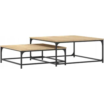 Konferenční stolek Sada 2 zasouvacích konferenčních stolků, dub Sonoma, 80x80x35 cm