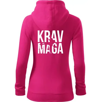 Dámská mikina Nápis Krav Maga - Dámská mikina trendy zipper s kapucí - 2XL ( Purpurová )