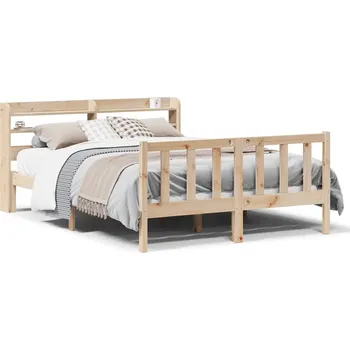 Postel Dřevěná postel z borovicového dřeva 218x130x82 cm s policemi, neošetřená