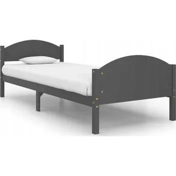 Postel Rám postele z masivního borovicového dřeva, tmavě šedá, 206 x 105,5 x 73,5 cm