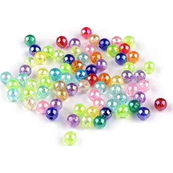 Dětské navlékací korálky Plastové korálky s AB efektem Ø6 a 8 mm, střední, 1 (Ø6 mm) mix