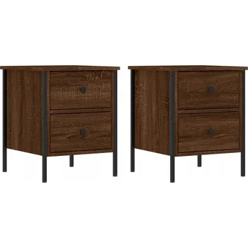 Noční stolek Noční stolek industriální se 2 zásuvkami , hnědý dub, 40x42x50 cm