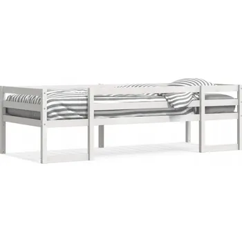 Postel Bílý rám postele z masivního borovicového dřeva 195,5 x 82,5 x 61 cm