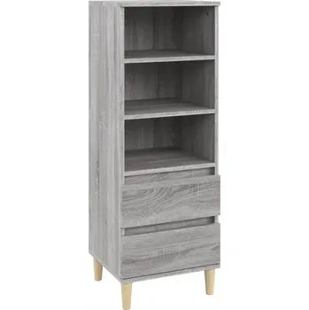 Komoda Boční skříňka z eukalyptového dřeva, šedý dub Sonoma, 40x36x110 cm