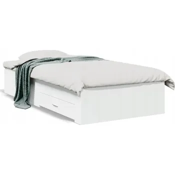 Postel Rám Postele se zásuvkami, dřevěná, bílá barva, 203 x 93 x 32 cm