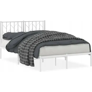 Postel Bílý kovový rám postele 207 x 125 x 90 cm s čelem