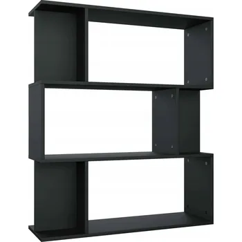 Knihovna Regál se 3 velkými a 6 malými přihrádkami, černý, 80x24x96 cm