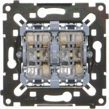 vypínač Vypínač střídavý 2 násobný , s orientačním LED podsvětlením, řazení 6So+6So, 10 AX / 230 V~,, Simon 54 SW6/2L2M