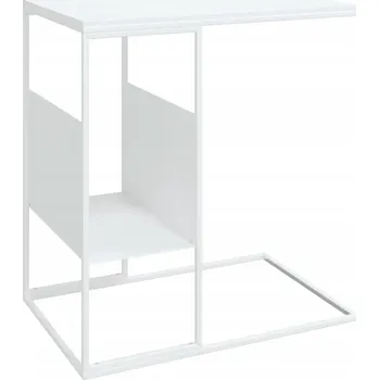 Konferenční stolek Odkládací stolek ve ve tvaru písmene C, bílý, 55x36x59,5 cm, dřevotříska